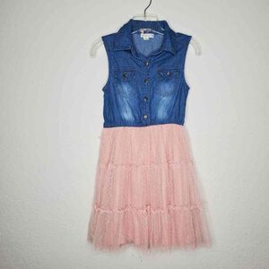 KNITWORKS girl's Denim Tiered Shirt Dress size M